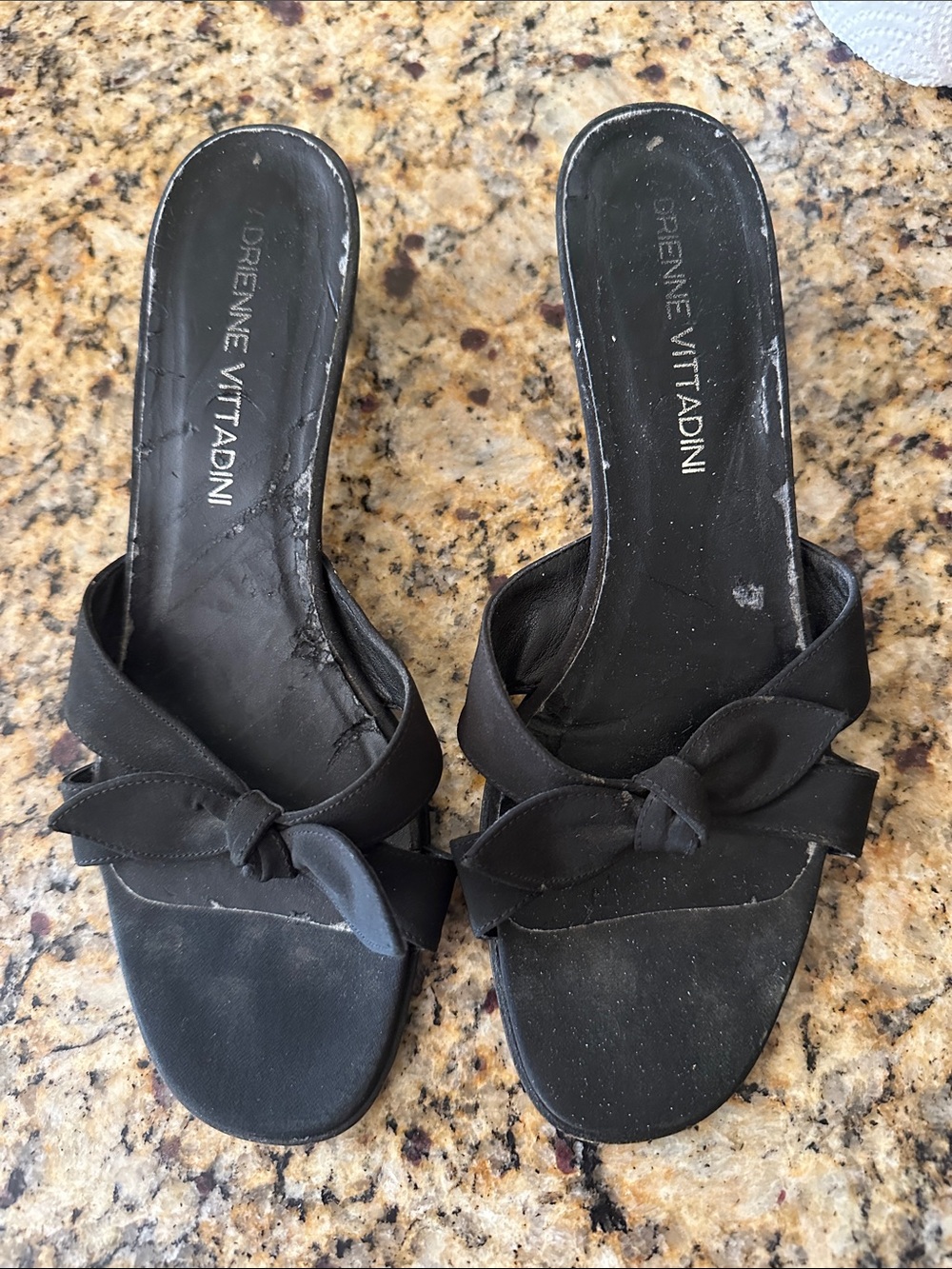 Adrienne Vittadini Black Knotted Slide Mules